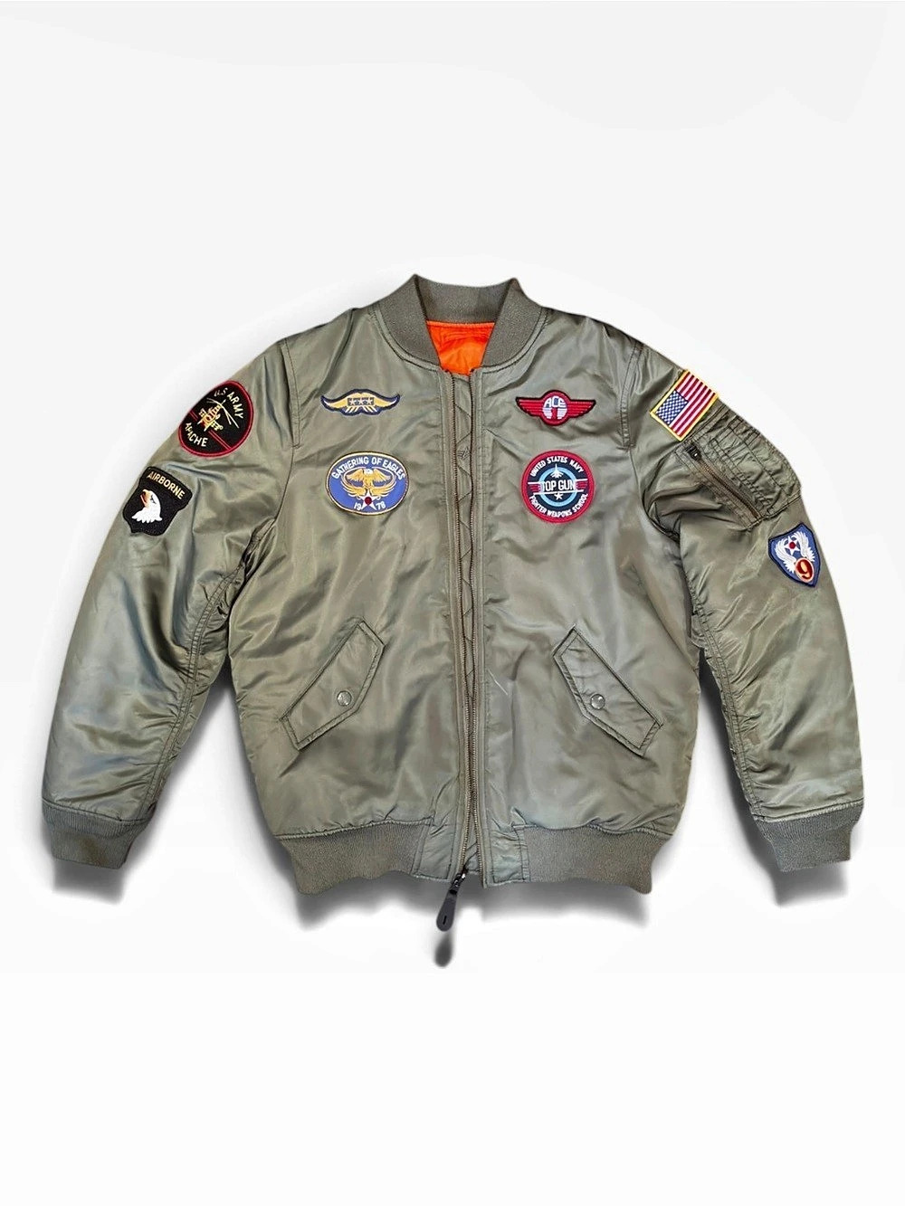 Alpha Industries Top Gun MA-1 Nylon Flight Jacket with Patches Youth Size (14)